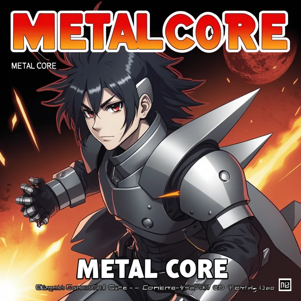 manga comic cd cover with text:"metal core" <lora:text:.9>
