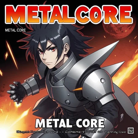 manga comic cd cover with text:"metal core" <lora:text:.9>