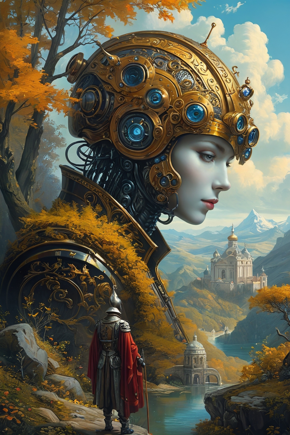 Baroque, Baroque, landscape,creator landscape, "illustration of a lonely comic robot seeks friend, intricate complexity, by greg rutkowski, artgerm, ross tran, conrad roset, takato yomamoto, ilya kuvshinov. 4 k, beautiful, cinematic dramatic atmosphere",
<lora:clear:0.15> style of Michael Cheval.
<lora:greg_rutkowski_xl_2:0.3> greg rutkowski,
 clear <lora:tbh129-sdxl:0.3>,
<lora:extremely_detailed:0.7> extremely detailed ,
<lora:add-detail-xl:0.7>,, Fantasy painting art style, imaginative, dynamic composition, professional-grade execution, creates immersive world and landscape, painterly, epic, magical, dramatic, exuberant, grandeur, baroque art, oil painting art style from Renaissance period, masterful composition, Renaissance mood, renaissance oil painting, brush strokes, dramatic, exuberant, grandeur, baroque art