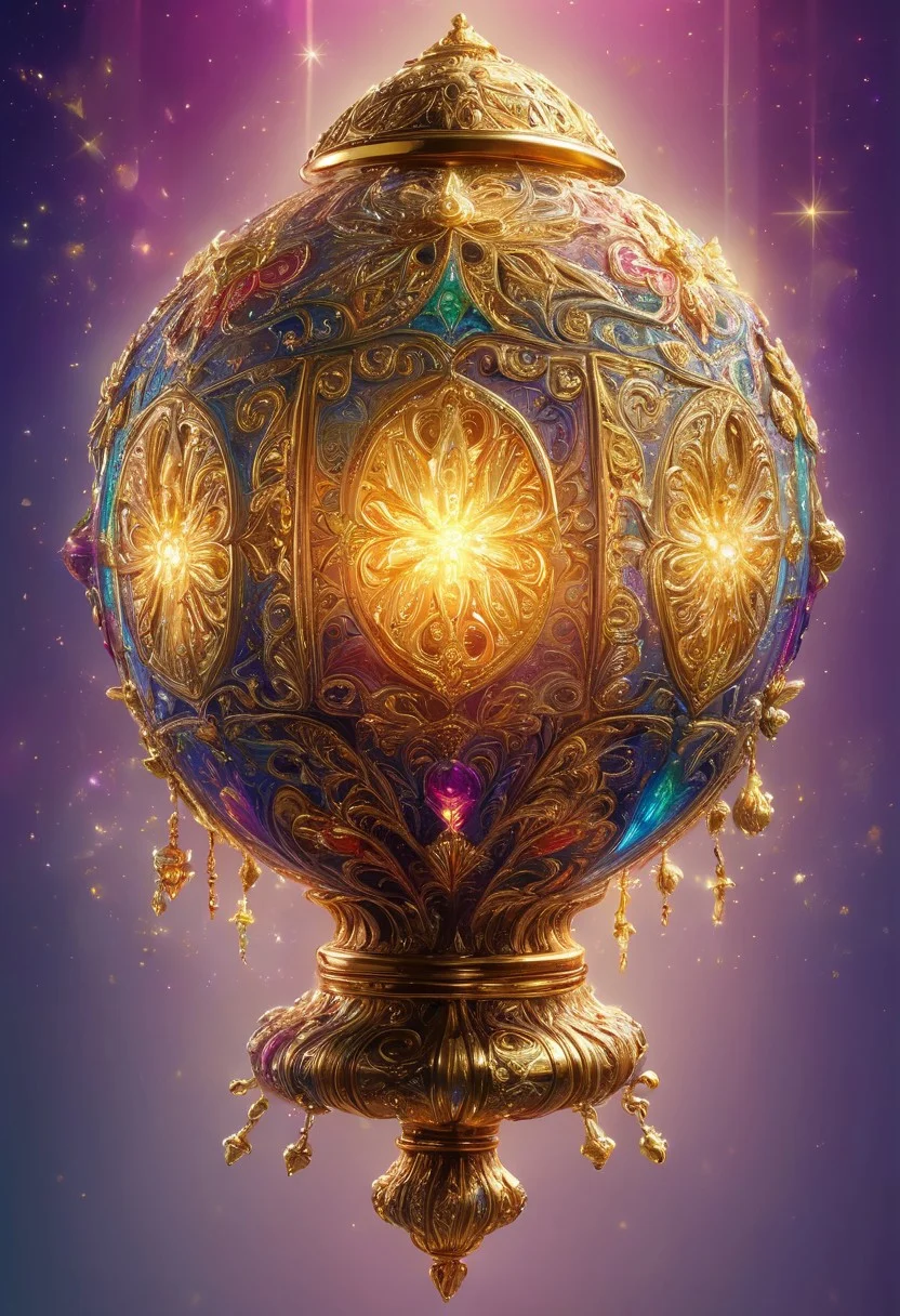masterpiece, fantasy, something magical, object with intricate gold decorations, close-up, magical object, glowing, object with glowing light,
ultra-sharp, exquisite details, flawless composition, vivid colors, masterpiece, exciting background. , High Definition HD, high details, perfect composition,
best quality, ultra-detailed, very aesthetic, illustration, perfect composition, intricate details, absurd, atmospheric lighting, streaks of light, vibrant colors, very detailed, midjourneyv6.1, simple background, perfection,