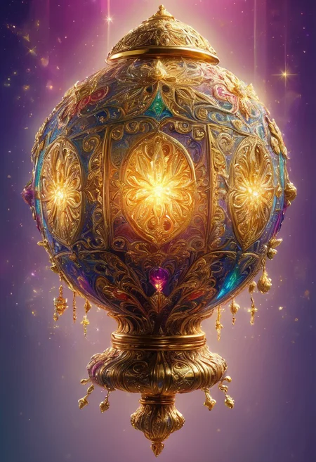 masterpiece, fantasy, something magical, object with intricate gold decorations, close-up, magical object, glowing, object with glowing light,
ultra-sharp, exquisite details, flawless composition, vivid colors, masterpiece, exciting background. , High Definition HD, high details, perfect composition, 
best quality, ultra-detailed, very aesthetic, illustration, perfect composition, intricate details, absurd, atmospheric lighting, streaks of light, vibrant colors, very detailed, midjourneyv6.1, simple background, perfection,