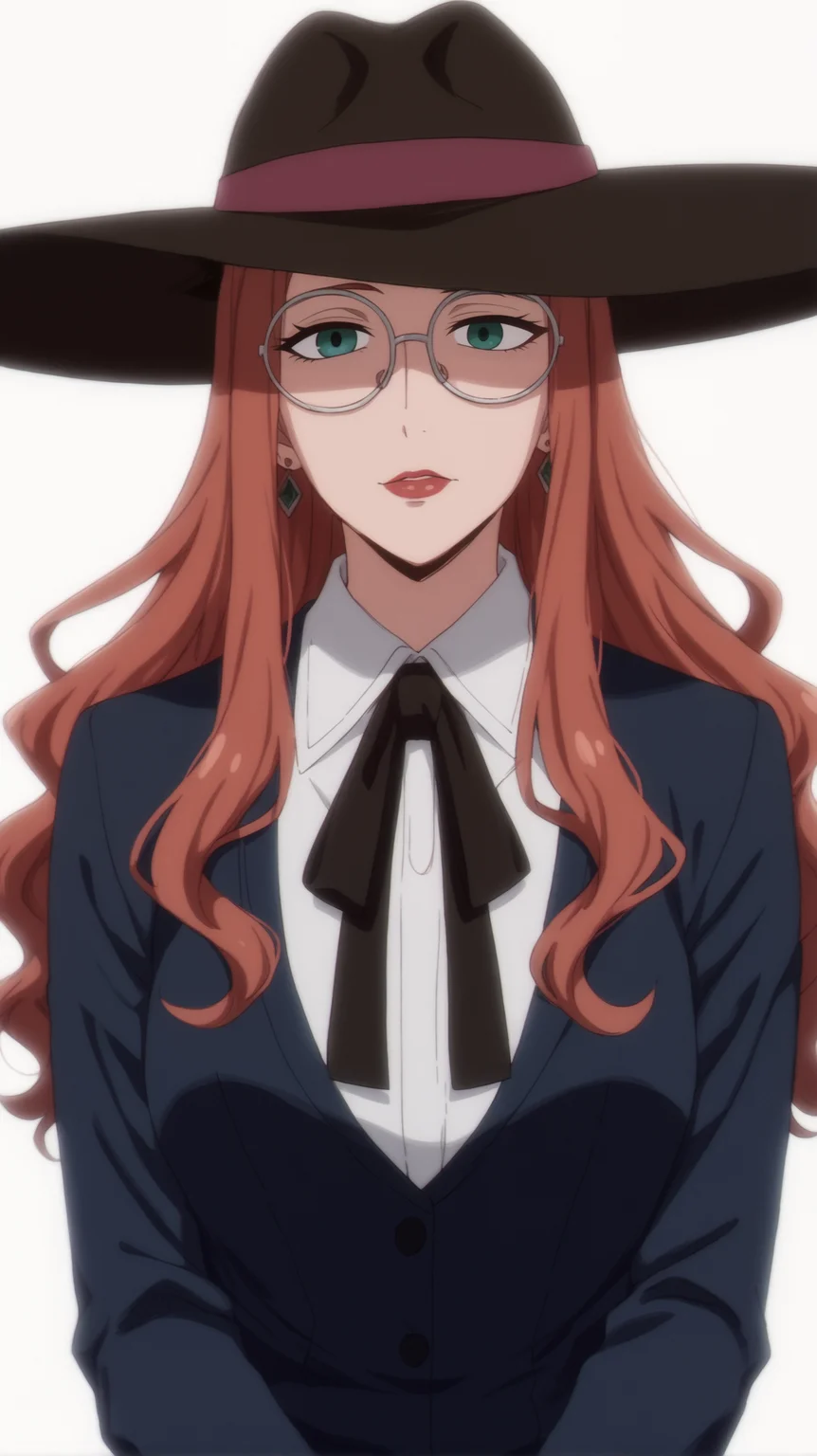<lora:Sylvia_Sherwood:0.7> rating_all, score_10, score_8_up, score_7_up, Sylvia Sherwood, glasses, hat, upper body, white background, looking at viewer <lora:sdxl_lightning_4step_lora:0.8>,