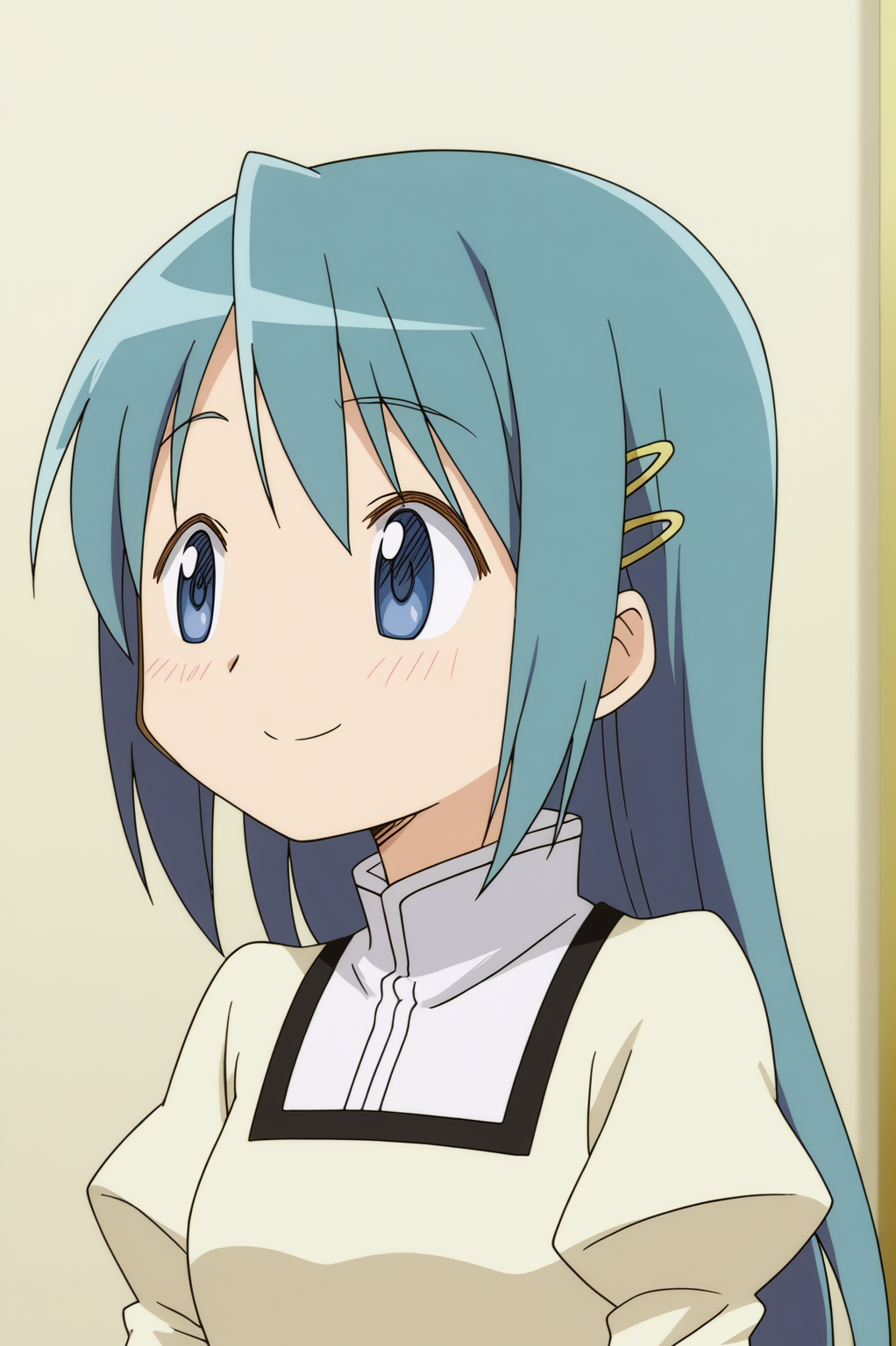 rating_safe,  anime screencap, consistent background,   Sayaka Miki, light smile, upper body  <lora:Madoka-Sayaka_Miki-PDXL:0.8>