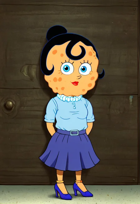 sp0nge_m0m,
1girl,
blue eyes,
solo,
black hair,
high heels,
jewelry,
shirt, Skirt, (portrait, head tilt, looking at viewer),