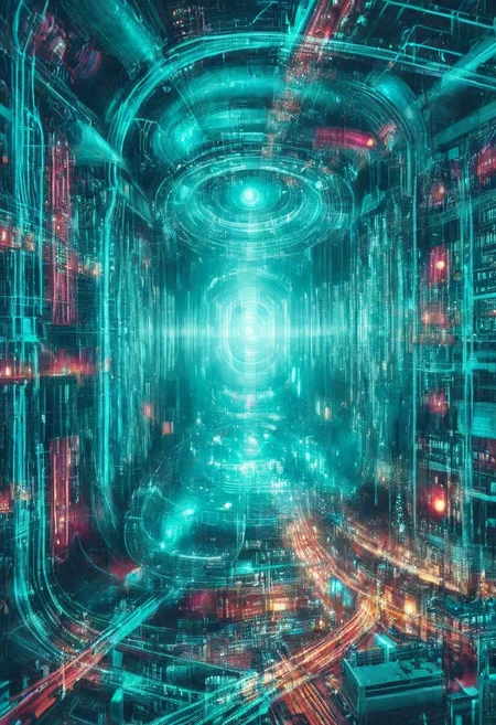double exposure of opera diva Hatsune Miku with long floating aqua twintails singing high note merging with a printed circuit board of Yamaha electronics chip processor, <lora:DoubleExposure:1>, (head:1.8), <lora:The Phantom of the Opera style:1.5> The Phantom of the Opera style, <lora:loraeyesxl:0.4>