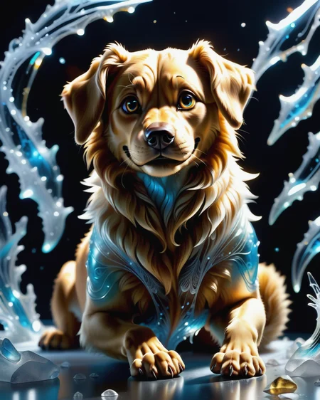 score_9, score_8_up, score_7_up, intricate details, rating_safe,
<lora:BioIceCrystalsPONY:1>, 1boy(made out of Jed-Blmicry, bioluminiscence, translucent,
feral furry, golden retriever,
full body, looking at the viewer, solo, smiling), detailed background, depth of field, subsurface scattering,
<lora:ral-chrosc-clr:0.3>, ral-chrosc-clr,
<lora:xl_more_art-full_v1:0.3>,
<lora:add-detail-xl:0.3>