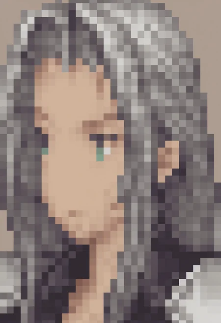 masterpiece, best quality, solo, 1boy, looking at viewer, <lora:FFT-Portraits-illus_Fp:1>, pixel art, portrait, simple background, sephiroth,