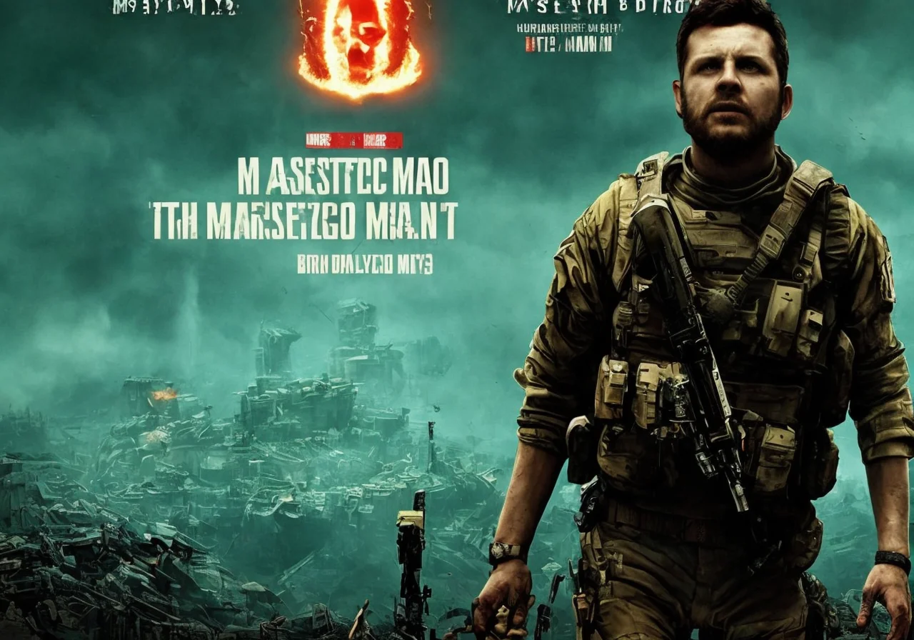 best quality, masterpiece, movie poster, bright green eyes, looking directly at the camera (D1J1Z1 man:1.3) in another world, afffff666666