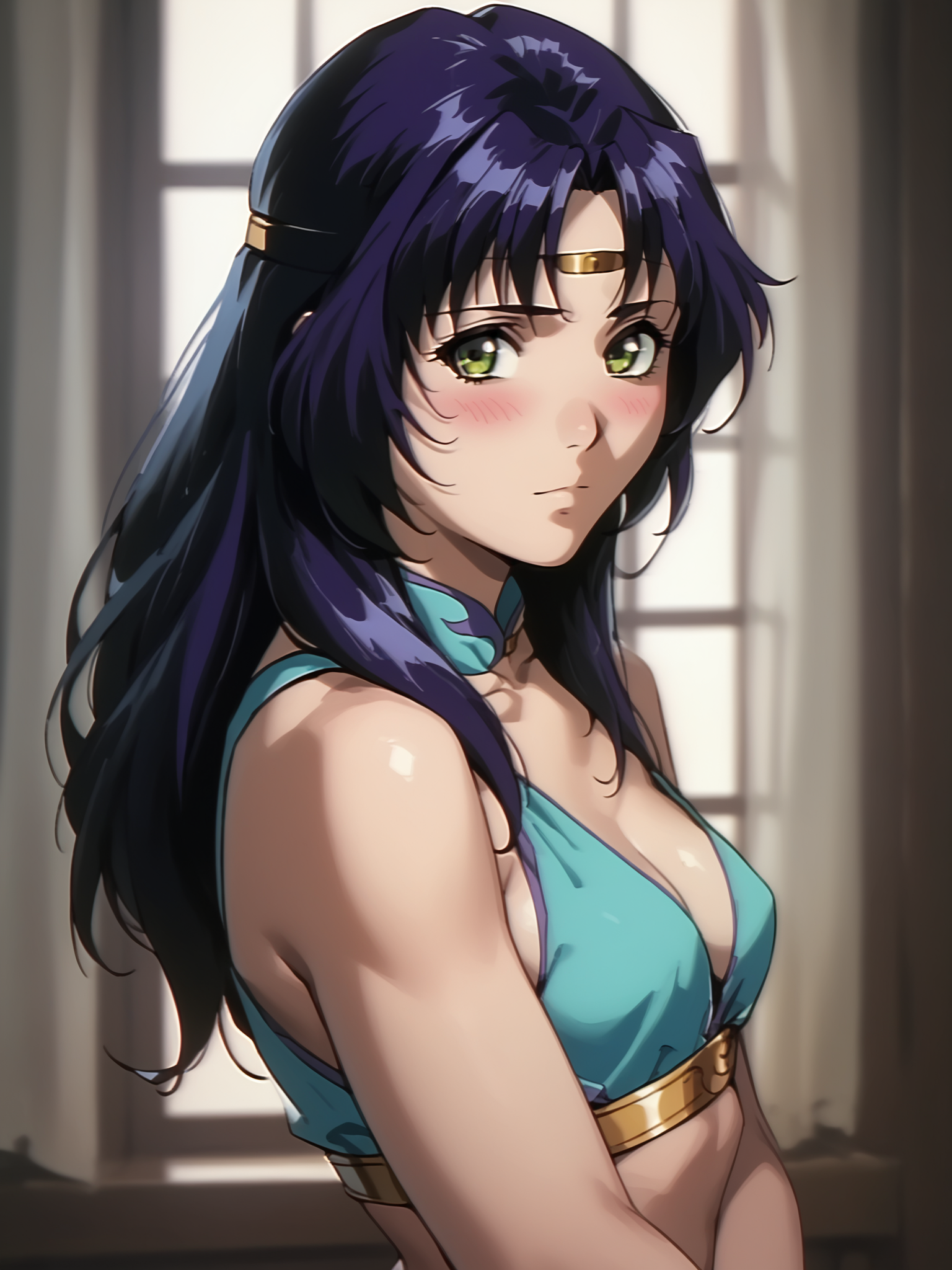 <lora:happy_tentacle-maria-v0.2-000010:1>, ht_maria, circlet, medium breasts , cowboy shot, 1girl, (petite:1.2), solo focus, shy, blush, (looking at viewer:1.1), indoors , sidelighting, (depth of field:0.8), from side, [(realistic, photorealistic:1.2):(realistic:1.3):22], [(3d:1.2)::10], <lora:LUUNA's Lunas-NijiJourney-SDXL-B2:0.35>, nijijourney, <lora:prgfrg23's Counterfeit-V3.0 Style SDXL_LoRA_Pony Diffusion V6 XL:0.35> <lora:Shed_The_Skin's StS_age_slider_v1_initial_release:-1>, score_9, score_8_up, score_7_up, score_6_up, score_5_up, score_4_up,