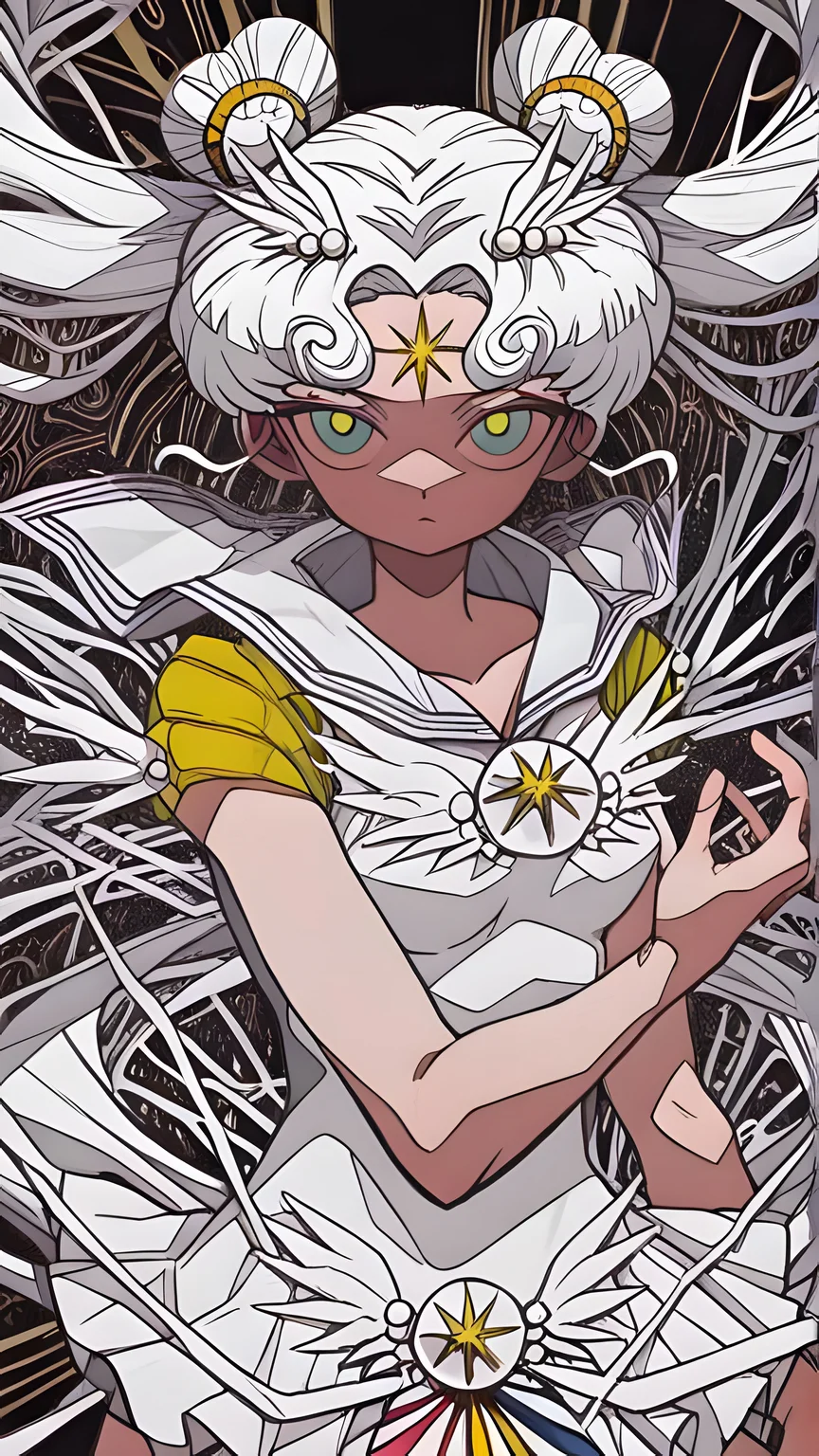 Sailor Cosmos,7A3IFRHPR_illu,ligne claire - dynamic pose - abstract element - abstract background,<lora:Sailor Cosmos:0.8>,<lora:hwm4to7A3IFRHPR:1.0>