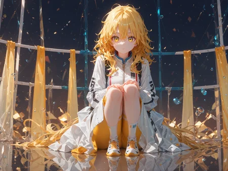 score_9_up, score_8_up, score_7_up,score_6_up,((masterpiece)),best quality,((extremely detailed)),illustration, 1girl,solo,mysterious,vivid color,shiny,(long messy blond hair), messy long hair,light yellow eyes,sport suit,<lora:xl:1>,detailed fingers,((detailed eyes)),black pupils