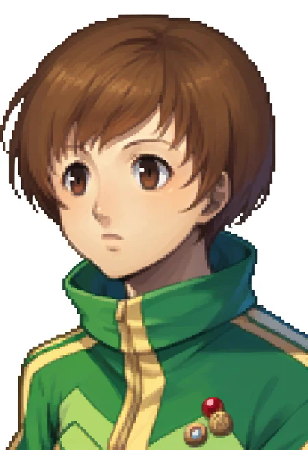 score_9, score_8_up, score_7_up, source_anime BREAK 1girl, solo,
<lora:zs_FEDSPortraitsXL:1> fedsportraits, portrait, white background
<lora:zs_ChieXL:1> chiedef, brown hair, short hair, brown eyes, green track jacket, badges,