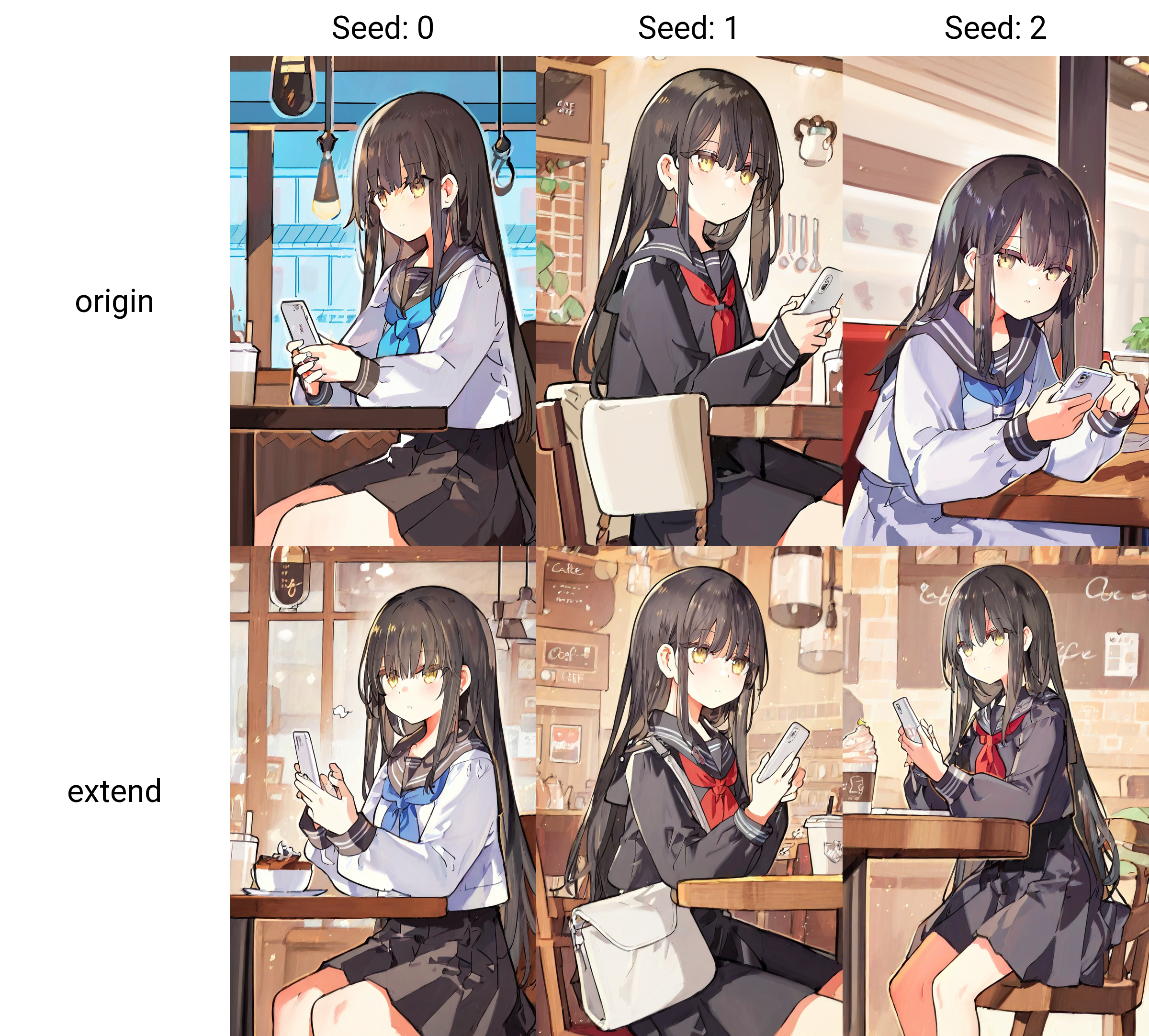 1girl, black long hair, serafuku, holding phone, cafe, sitting, cowboy shot, (from side:0.5), white smartphone,
baram, starshadowmagician, newest
<lora:prompt_origin:0.5>