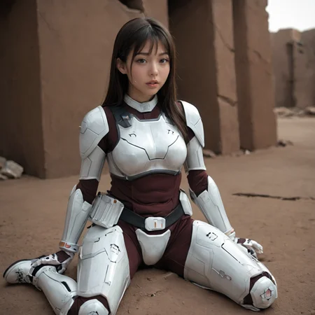 score_9,score_8_up,score_7_up, orgasm face,eyes,shiny oild skin,looking at viewer,sweat,
terraformarsmoviebodysuit, armored bodysuit, black bodysuit, white armor, boobplate, shoulder pads, wrist guards, black gloves, white gloves, utility belt, belt pouch, hip armor, crotch plate, thigh armor, knee pads, shin guards, armored shoes, on rubble, night, Green Desert, sitting,
<lora:Terraformars:0.85>