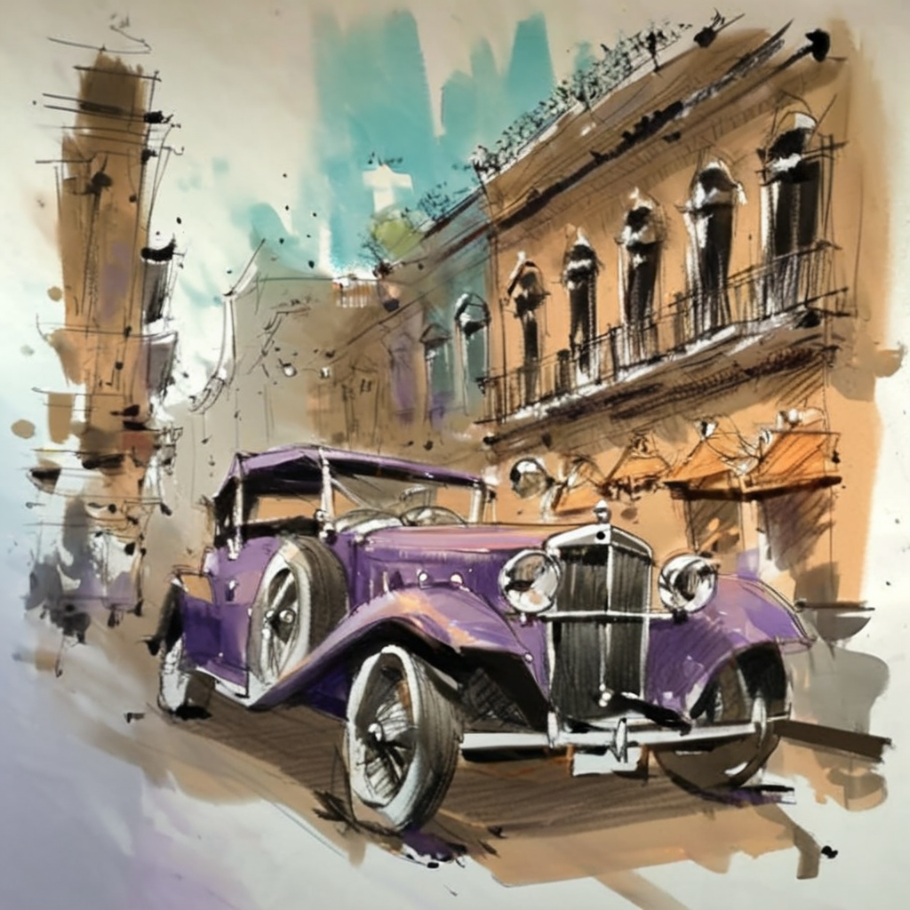 drawix16 old car in city<lora:drawix16:1>