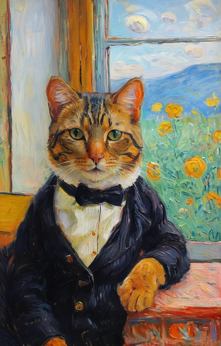 masterpiece,best quality,<lora:tbh126-sdxl:0.8>,portrait of cat,oil painting,style of Pierre Bonnard,