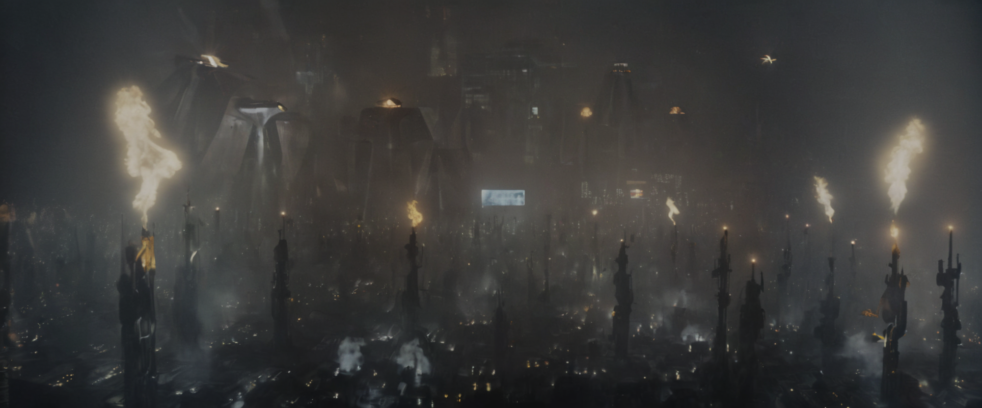 <lora:bldr-000007:0.9>bldr, a city at night with gas flares, film grain
blade runner, retrofuturism
