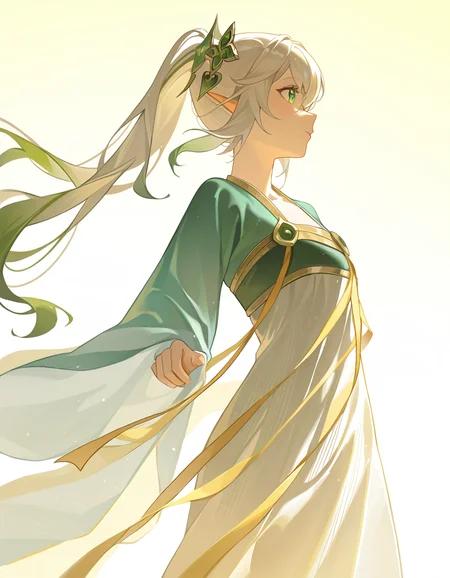 1girl,simple background,white background,hanfu,cowboy shot,alternate costume,nahida \(genshin impact\),<lora:hanfu-000018:1>,, masterpiece, best quality, very aesthetic, absurdres,newest, incredibly absurdres,, ((((very awa)))),((golden light)),(diffuse reflection:1.3),{best quality, amazing quality, very aesthetic,absurdres,realistic,reverse light,golden light,},best quality,amazing quality,very aesthetic,absurdres