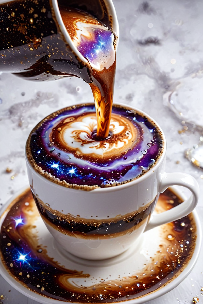 no humans, close-up , Galaxy coffee flow into a white cup,
Professional item close-up,dof,
dreamart,gl1tt3r, glitter, blurry,
<lora:sdxl_lightning_8step_lora:1>
<lora:fractal-art.v1:0.5>
<lora:gl1tt3rSDXL:0.5>
<lora:DreamARTSDXL:0.5>
<lora:galaxyXL:1>