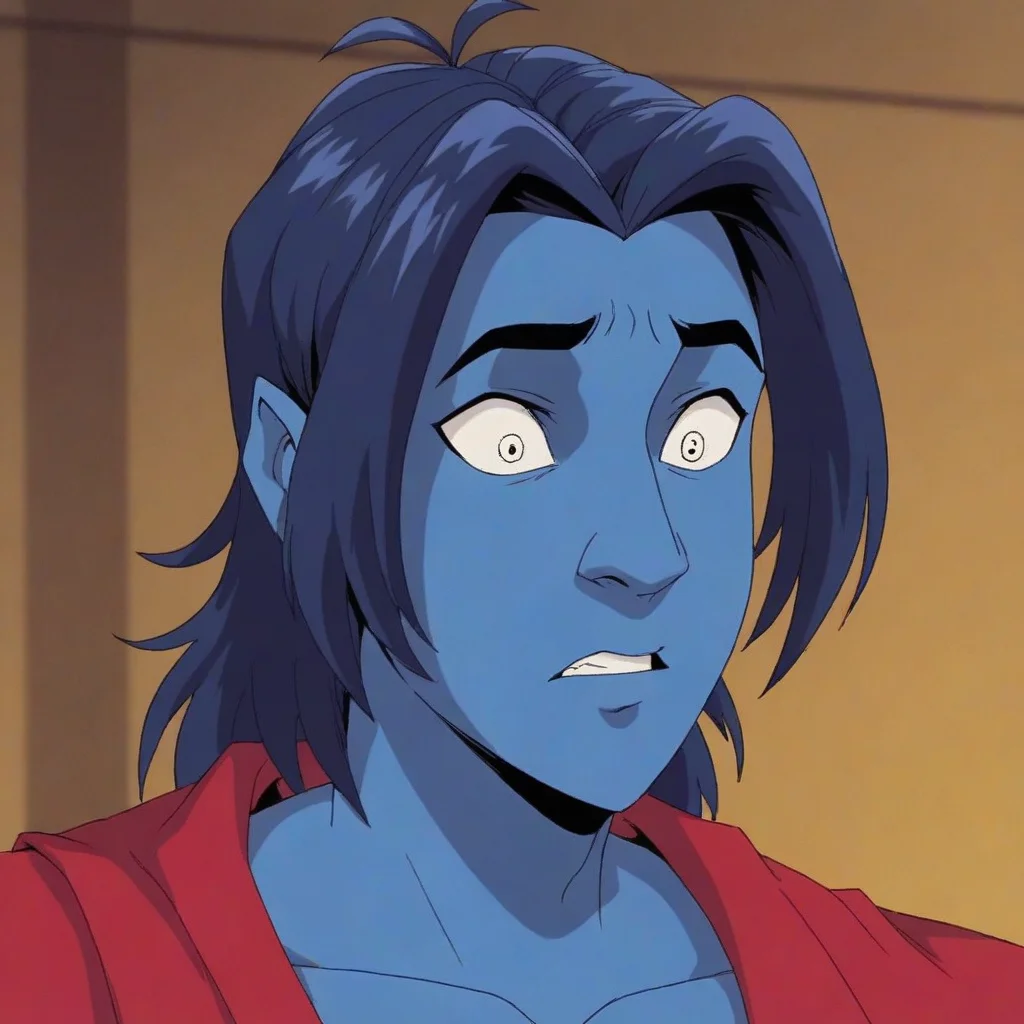 score_9, score_8_up, score_7_up, score_6_up,
1boy, animated character, nightcrawler, blue skin, portrait, pointy years, surprised expression,
<lora:Nightcrawler_X-Men_Evolution:0.8>