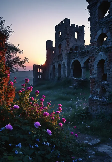 castle ruins, twilight serenity, dawn, floral decay, novuschroma style
(8k uhd:1,4)
<lora:add-detail-xl:1>
<lora:Dynamic Poses:1>