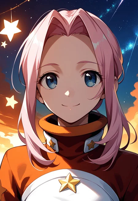 score_9,score_8_up,score_7_up,source_anime,Darry Adai,1girl,solo,smile,closed mouth,upper body,star \(symbol\),turtleneck,