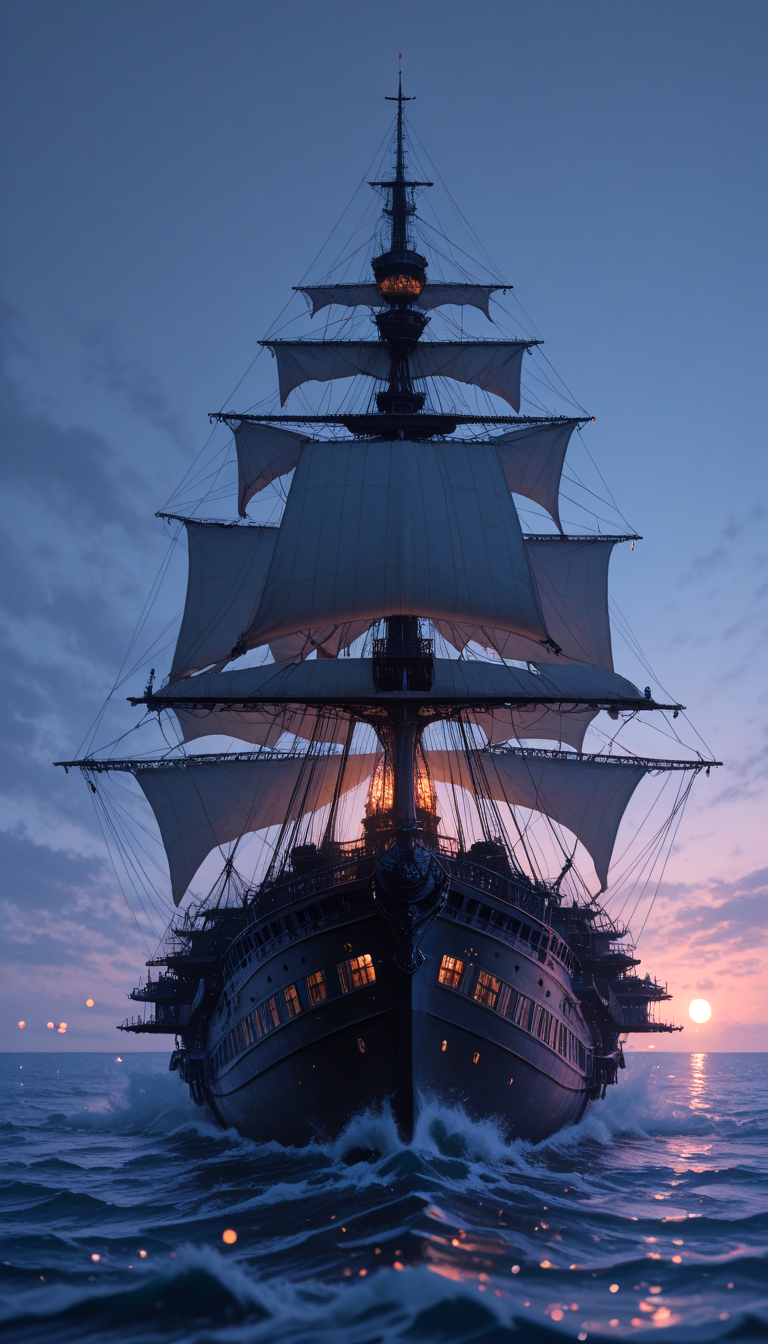 a giant ship sailing across a vast ocean, 
volumetric light, bokeh, vivid colors, 
high detail, (blurred background), dramatic lighting,  Expressiveh, <lora:Expressive_H-000001:1>,
wide shot, white background, abstract background, intricate details,
8K, depth of field, best quality, detail eyes, perfect eyes, realistic eyes, <lora:MoriiMee_Gothic_Niji_Style_Illustrious_r1:0.6>,artist:moriimee,