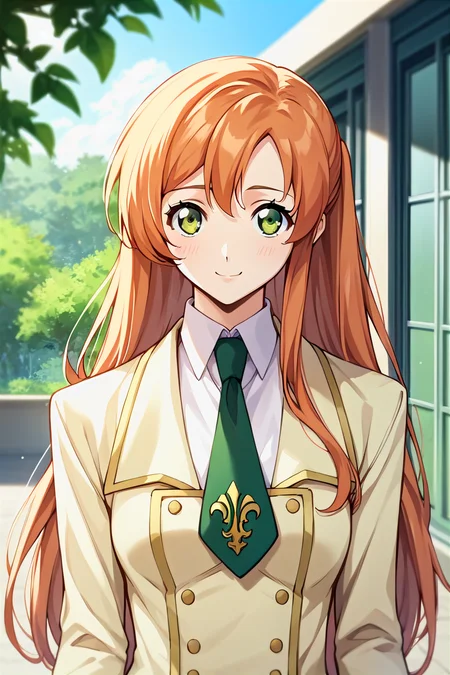 score_9, score_8_up, score_7_up, score_6_up, score_5_up, score_4_up, rating_questionable, , source_anime, digital illustration, pixiv, fanbox, uncensored, , BREAK, official art,
1girl, solo, female, shirley fenette, orange hair, green eyes, long hair,
school uniform, ashford academy school uniform, necktie, , outdoors, light smile, blush, cowboy shot, looking at viewer, <lora:Shirley_fennete_Pony:0.8>