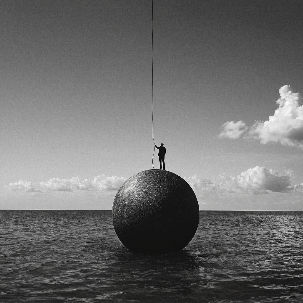 Surrealism,  <lora:Surrealism style:1>
A surrealism photo of a person holding a large object in the water,monochrome,greyscale,outdoors,sky,cloud,no humans,ocean,star (sky),scenery , realistic, realism, photorealism, hyperrealism, hyperrealistic, realistic, sharp, detailed, cinematography style, film light style, movie still,  professional photography, artistic, perfection, contrast, cinematic, filmic, high quality photo,  8k quality, colorful, photography style, absurd, bizarre, eerie, fanciful, fantastic, ludicrous, monstrous, odd, outlandish, preposterous, ridiculous, strange, whimsical, wired, disturbing, surrealist, surrealism style, Andre Breton style, expressive, dramatic, organic lines and forms, dreamlike, mysterious, Surrealism