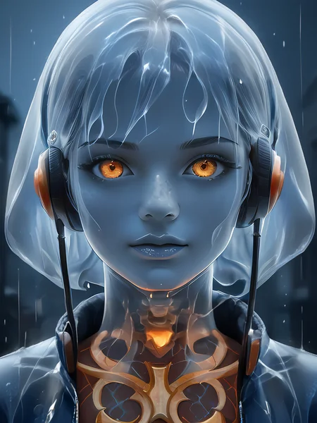 score_9, score_8_up, score_7_up, source_anime, source_western, source_comic, source_realistic BREAK 1girl, young female ghost crouching at window in urban alleyway, smirking, short white hair, pale skin, blue skin, orange eyes, wearing gothic jacket, headphones, night, rain, s-curve pose, (close shot), realistic <lora:add-detail-xl:1.5> <lora:pony_color_theory_dora_v1:0.9> blue theme, blue, orange <lora:goth_clothes_v2:0.6> <lora:Expressive_H:0.8> Expressiveh <lora:Ghost_Girl:0.6> ghost, spirit, ghost girl, translucent, translucent skin, transparent skin, translucent hair <lora:Translucent_Bodies_Pony_XL_v2:0.45> ghost, translucent, translucent_girl, translucent_hair <lora:X-Ray:0.8> xray, monochrome, bones, skeleton <lora:TransparencySlider:1>