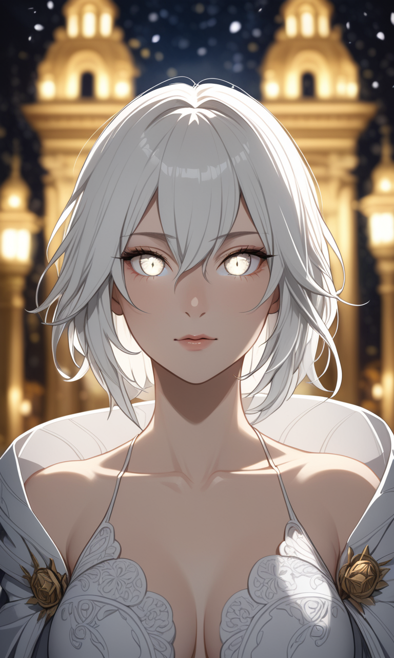 1woman, wh1te3yes, white eyes_white_eyes, no_pupils, [glowing_eyes], white_pupils,
masterpiece, best quality, highres, best illumination, depth of field, detailed background, complex background, perspective with background