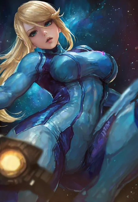 1girl, solo, samus aran, presenting, depth of field, space, parted lips, looking at viewer, zero suit, dark background
masterpiece, best quality, <lora:miche-guy90-Illust-Lycorisv1:1>, miccceh