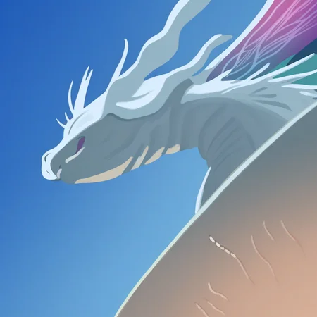 SeathDS1, ribs, white skin, underwater, blue-violet wings, fantasy, side view, teeth, low angle, elegant, solo, giant, closed mouth, open mouth, no humans, gaunt, front view, outdoors, close-up, simple background, dragon