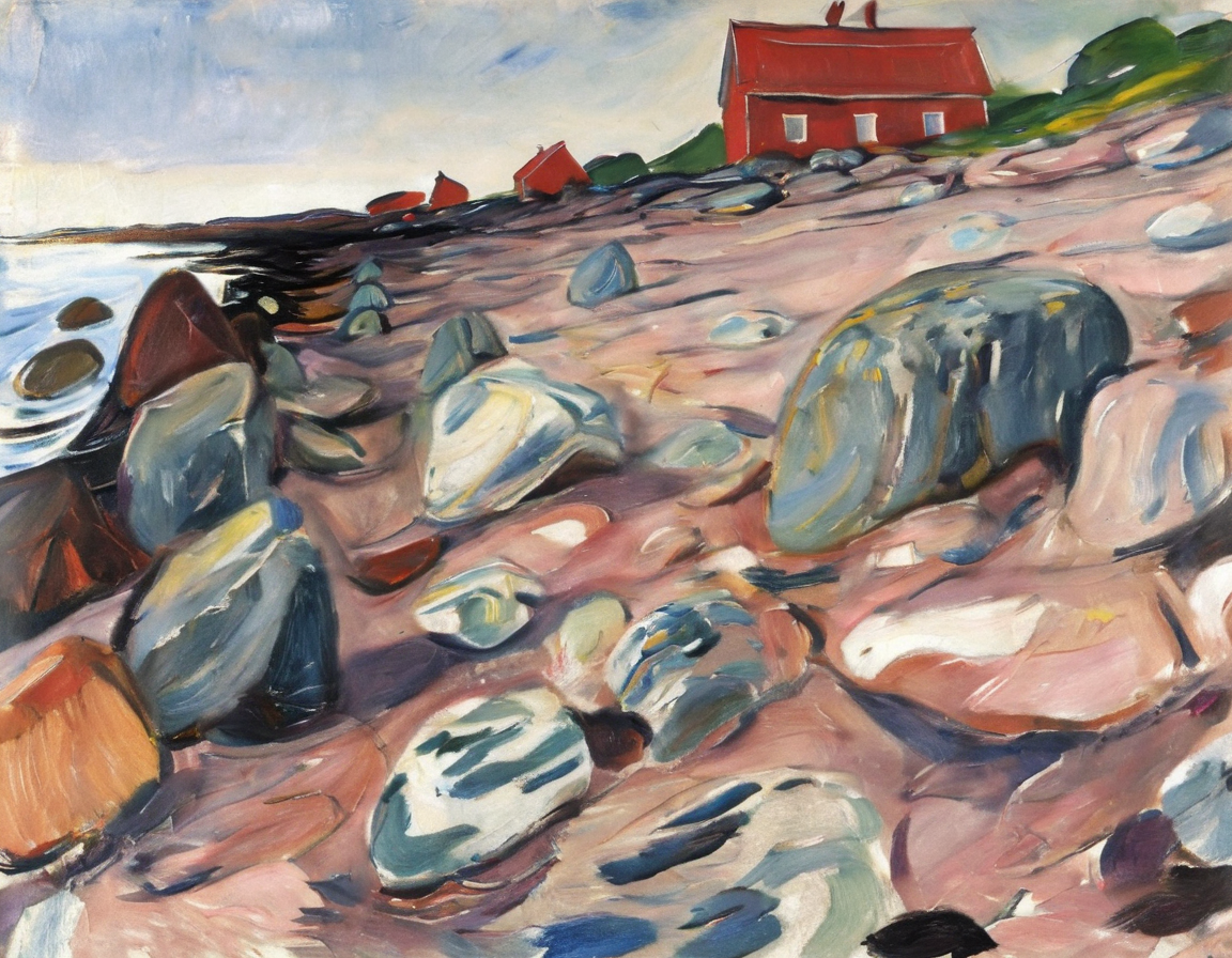 <lora:mnch:1>mnch, shore, rocks house