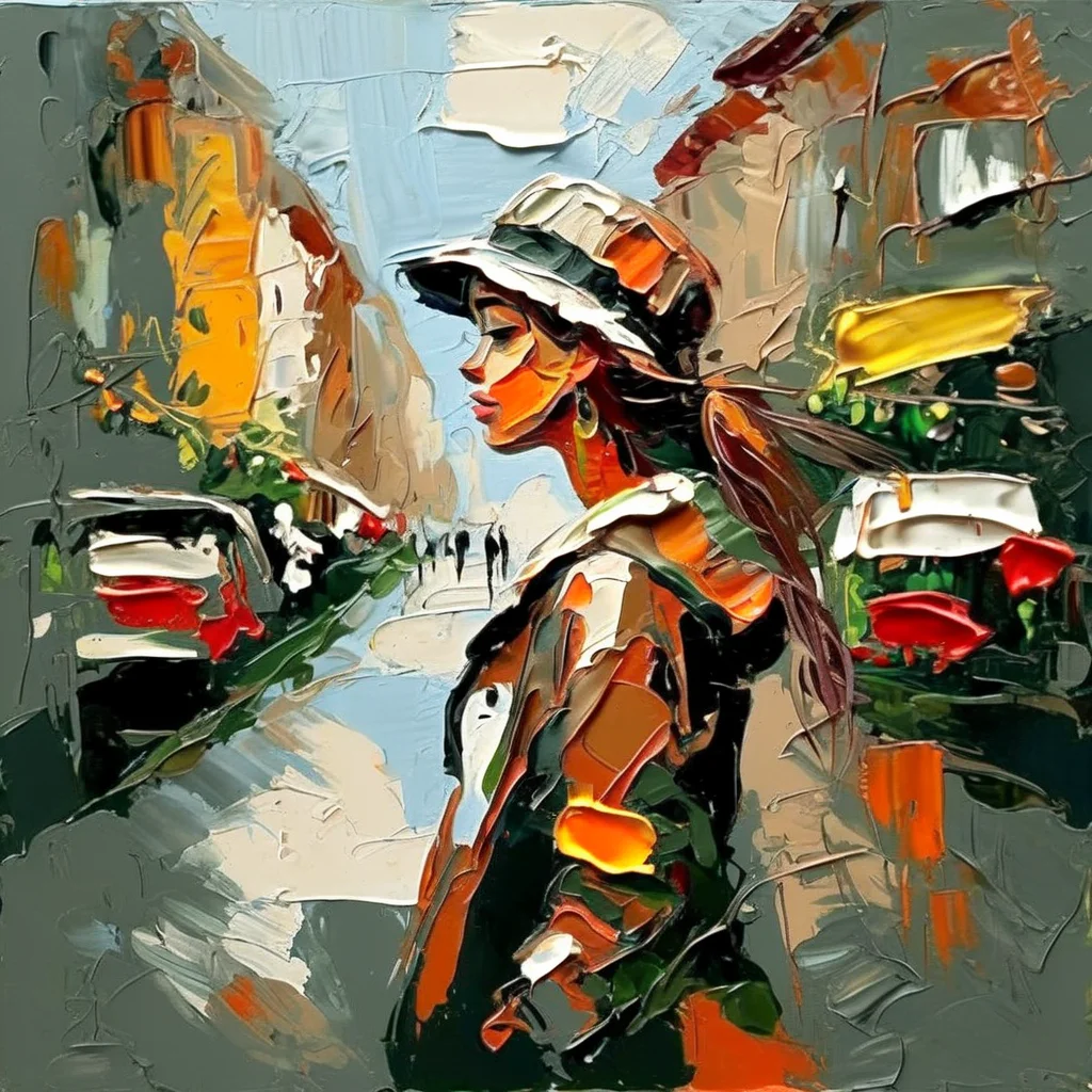 impasto girl in the big city<lora:impasto:1>