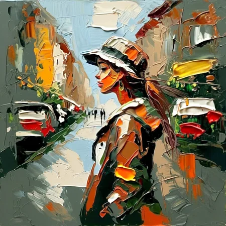 impasto girl in the big city<lora:impasto:1>
