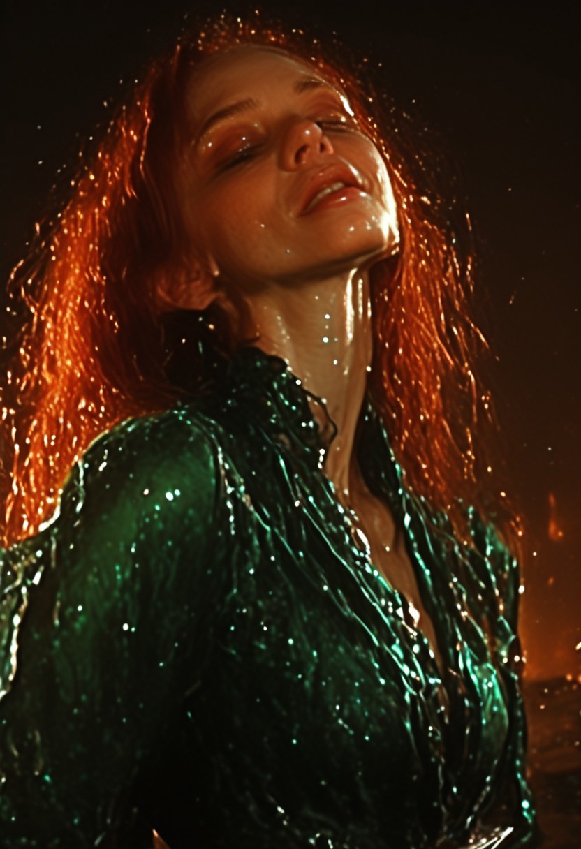 masterpiece, best quality, (minimalism:0.8), solo, 1girl, smirk, red lipstick,mysterious woman, fire, dressof ire, dress of fire, fire dress,cowboy shot, 1girl,,20yo, redhead, ginger hair,gradient,, green eyes, long hair, hair pin, Big breast, clesvage,slender,(lace thigh strap:1.1),muscular, looking at viewer, green evening dress, earings, looking at viewer, complex background,  fire in background, fires, burning,, action pose, long  sleeve dress,smile beam ,orange dress <lora:dress-of-fire-il-01:1>redhead, ginger hair.seductive expression, seductive face, fit body, abs, sex pose, lingerie, onsen background, Athletic,fit, muscular,artist:moriimee,,onsen,rock,water,fog,, SSB.reflective water, rocks.artist:moriimee, 7481llu, sinfully stylish, dramatic lighting, shadows, soft light