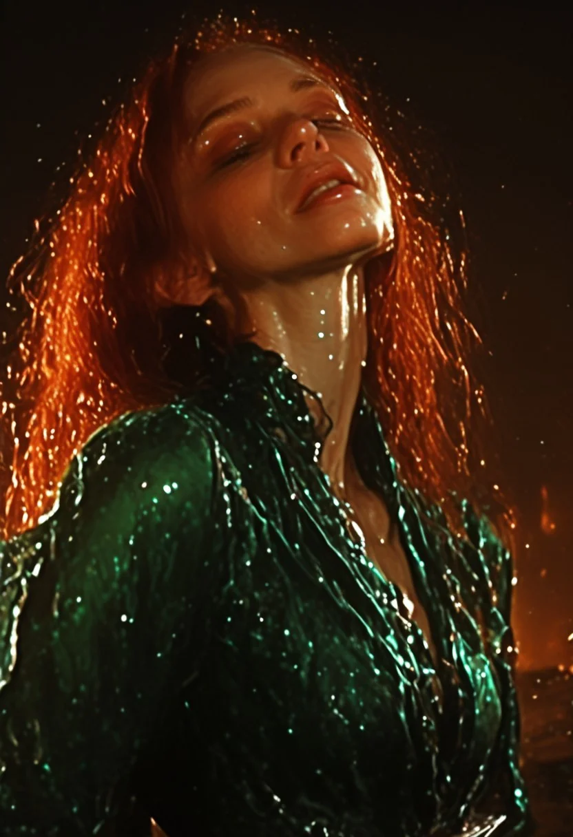 masterpiece, best quality, (minimalism:0.8), solo, 1girl, smirk, red lipstick,mysterious woman, fire, dressof ire, dress of fire, fire dress,cowboy shot, 1girl,,20yo, redhead, ginger hair,gradient,, green eyes, long hair, hair pin, Big breast, clesvage,slender,(lace thigh strap:1.1),muscular, looking at viewer, green evening dress, earings, looking at viewer, complex background, fire in background, fires, burning,, action pose, long sleeve dress,smile beam ,orange dress <lora:dress-of-fire-il-01:1>redhead, ginger hair.seductive expression, seductive face, fit body, abs, sex pose, lingerie, onsen background, Athletic,fit, muscular,artist:moriimee,,onsen,rock,water,fog,, SSB.reflective water, rocks.artist:moriimee, 7481llu, sinfully stylish, dramatic lighting, shadows, soft light