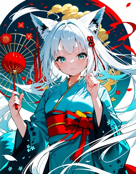 best quality,high quality,score_9,score_8_up,score_7_up,score_6_up,source_anime,anime,<lora:shirakami_fubuki_(new_year)-000035:0.7>,(shirakami fubuki (new year):1.1),1girl,solo,aqua_eyes,animal ears,white hair,fox ears,japanese clothes,