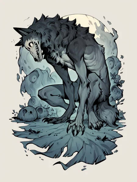 score_9, score_8_up, score_7_up, score_6_up, score_5_up, score_4_up, <lora:cr33pyXLP:0.8> cr33py, bones, spooky, creepy, wolf