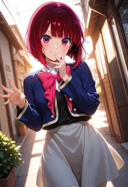 masterpiece,best quality,1girl,arima kana,solo,random pose,random place,random view,depth of field,smile,bloom,backlighting,<lora:Dramatic Lighting Slider:3>,<lora:Smooth_Booster_v2:0.3>,