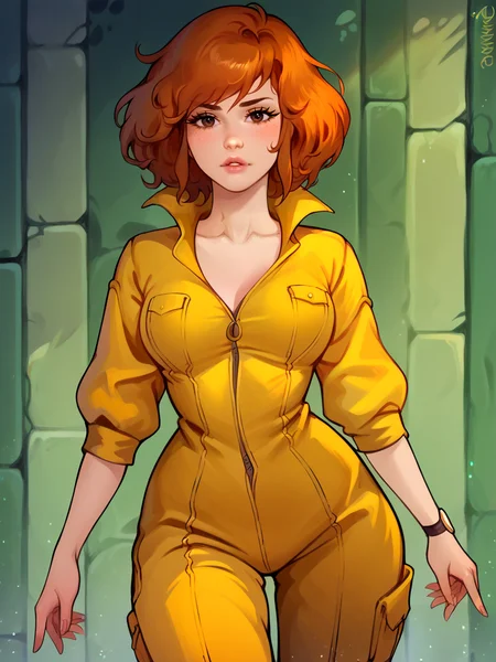score_9, score_8_up, score_7_up, score_6_up, score_5_up, <lora:prywXLP:1> pryw, 1girl, long hair, <lora:AprilONeilXLP:0.8> april o'neil, 1girl, solo, orange hair, short hair, jumpsuit