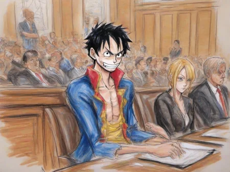 Masterpice,High Quality,
<lora:PE_CourtRoomSketch:0.8> PECourtRoomSketch,
courtroom,luffy from one piece