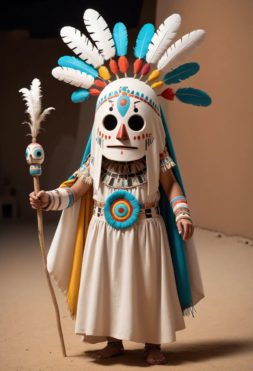 DonM5h3375XL kachina, Spiritual being, Hopi and Zuni, embodyment deity spirit, natural elements, elaborate masks and costumes, ceremonial dance, sacred and powerful, associated with crops
<lora:DonM5h3375XL:1>