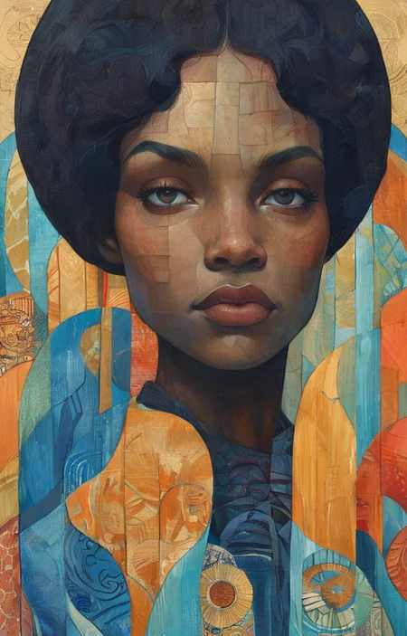 masterpiece,best quality,<lora:tbh137-sdxl:0.85>,portrait of people,illustration,style of Diane Dillon,