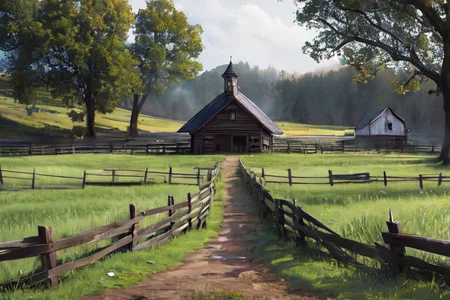 (otherworldly), highly insanely detailed, masterpiece, top quality, best quality, highres, 4k, 8k, RAW photo, (very aesthetic, beautiful and aesthetic), farm, fields, barn, fence, fantfa, <lora:FantasyFarm-10:0.6>,
1girl,
(classic black hair ),
(pink background),âââ