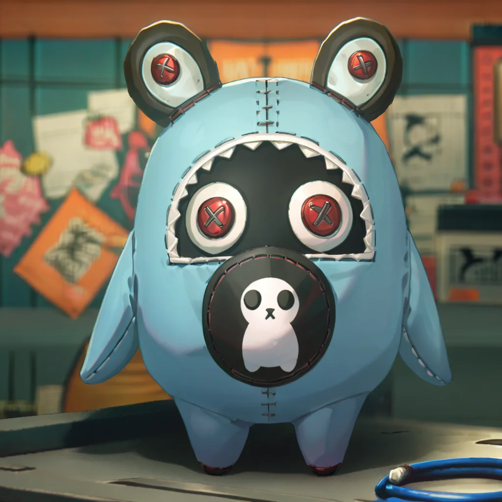 <lora:XL_bangboo_(zenless_zone_zero) (pony):1>,1other,doll,stuffed toy,no humans,solo,standing,, score_9,score_8_up,score_7_up, source_anime,
