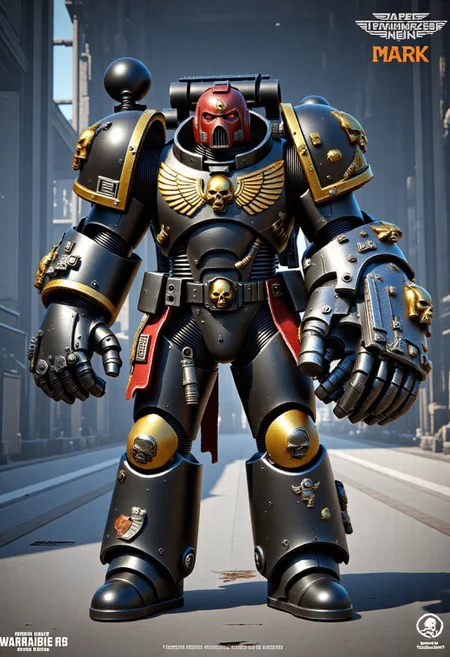 Score_9_up, absurdres, Source: GamesWorkshop, best quality, expressive eyes, perfect face, perfect hands, perfect anatomy, space marine, Deathwatch Astartes Chapter sergeant with large power fists, red astartes helmet, power armor, full body, volumetric lighting project unreal engine, mantisdetailerse, adddetails, DeathW40k, <lora:warhammerAdeptus_v1:0.7>,
