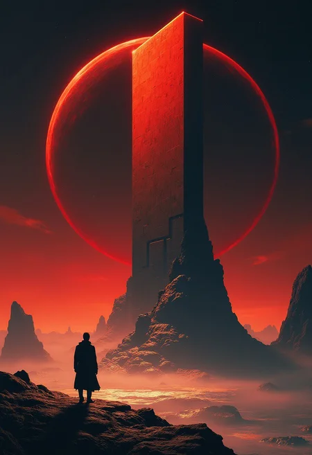 wallpaper with kubrick monolith