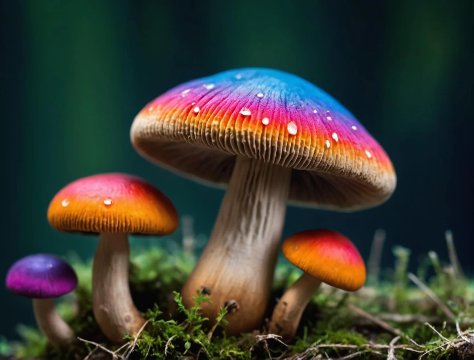 macro shot of a magic mushroom, vibrant and colourful, award winning